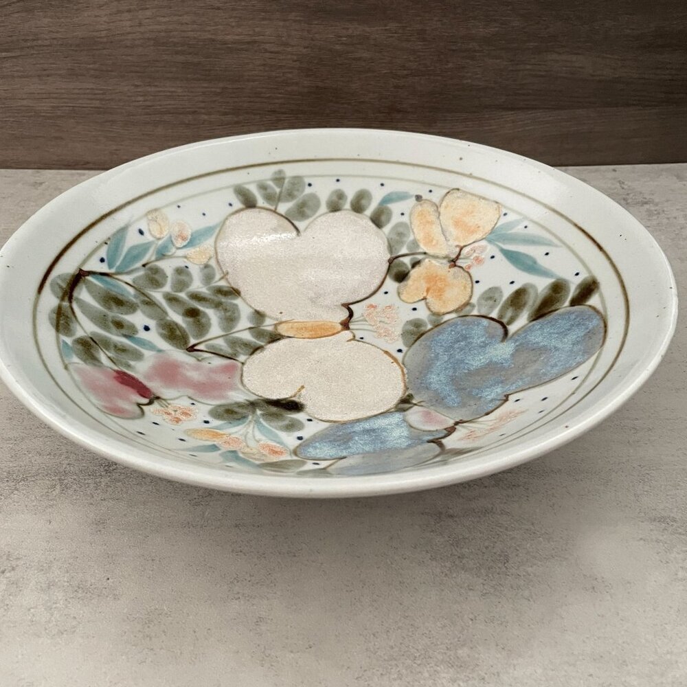 Vintage Highland Stoneware Scotland Hand Painted Floral 11.5" Serving Bowl
